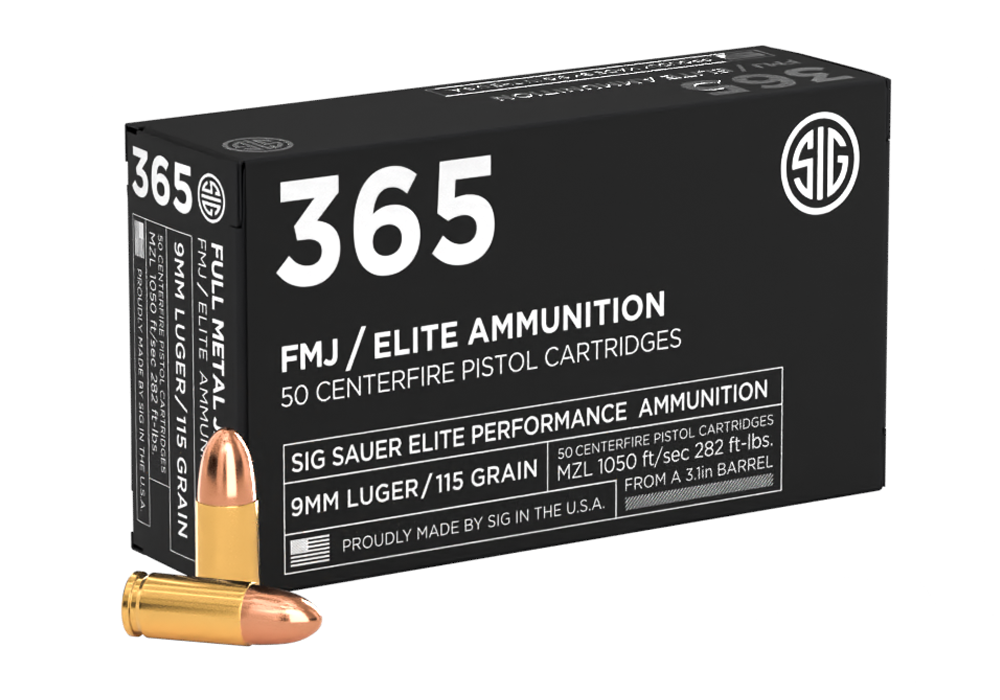 Buy Sig Sauer 9MM, 115GR, Elite Ball, 365 FMJ  Pistol Ammo Online