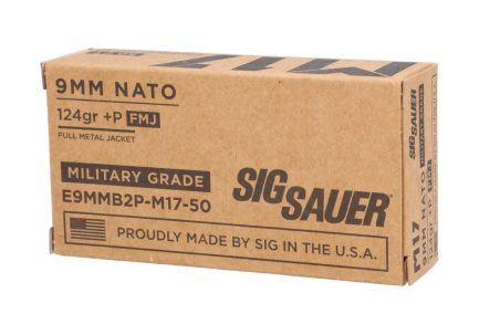 Buy Sig Sauer 9MM +P, 124GR, ELITE BALL M17, FMJ, BOX/50  Pistol Ammo Online